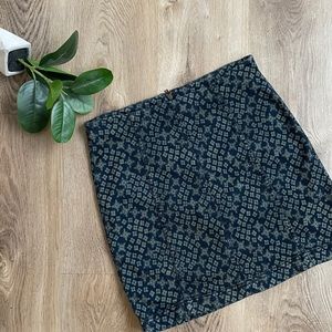 FREE PEOPLE | floral navy green denim mini skirt